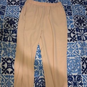 Beige Silk Pants